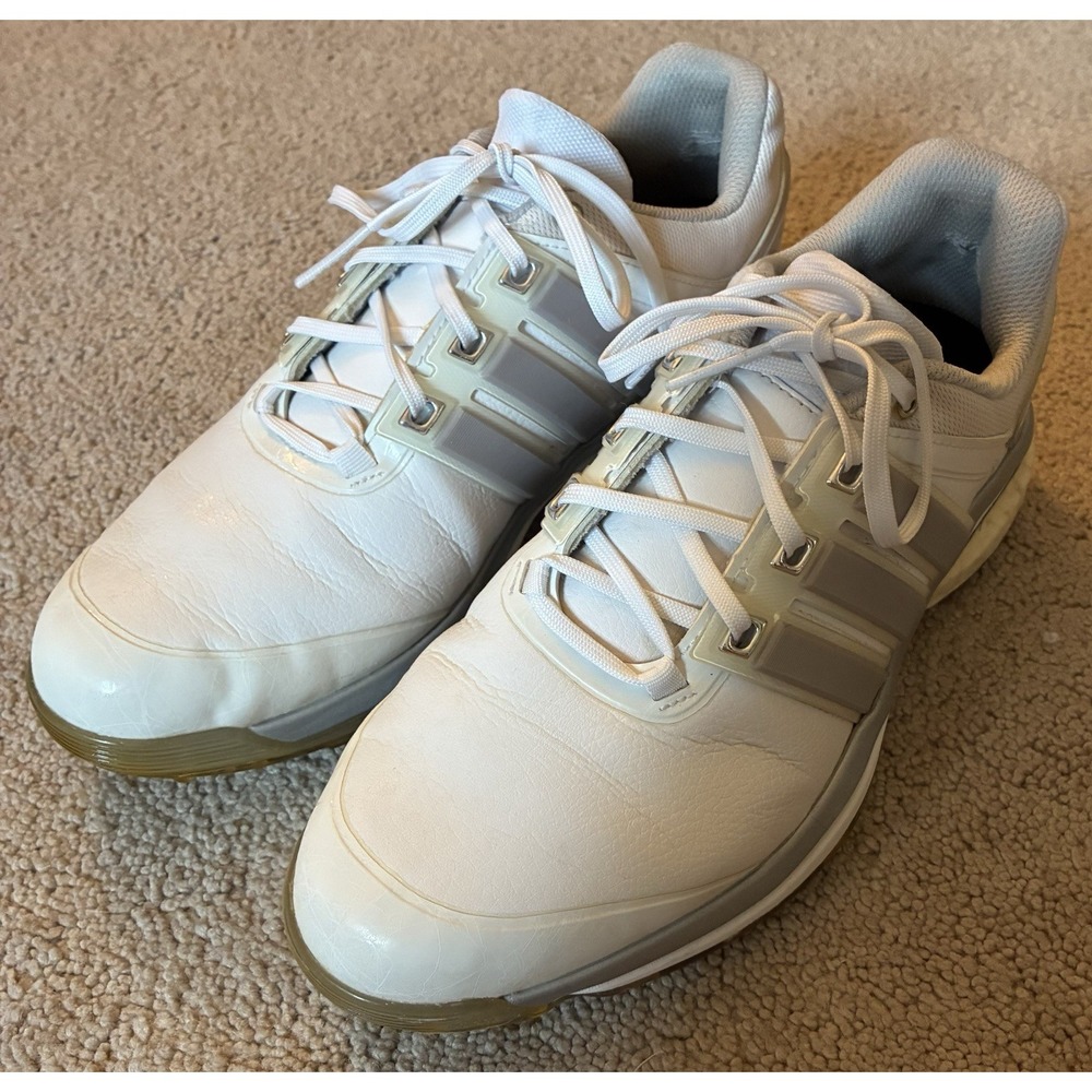 Adidas Adipower Boost Women Sz 7 White  Silver Running Spike Golf Shoes Cleats